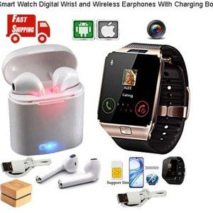Smart Digital Wrist Watch; Wireless Earphones; Cha